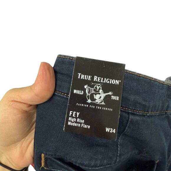 NWT True Religion 11 Lonestar High Rise Trouser Flare Jeans Size 34 - Picture 10 of 10